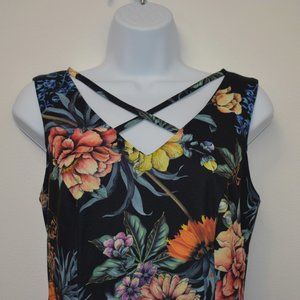 Roz & Ali Floral & Black Dress Size 6 Petite